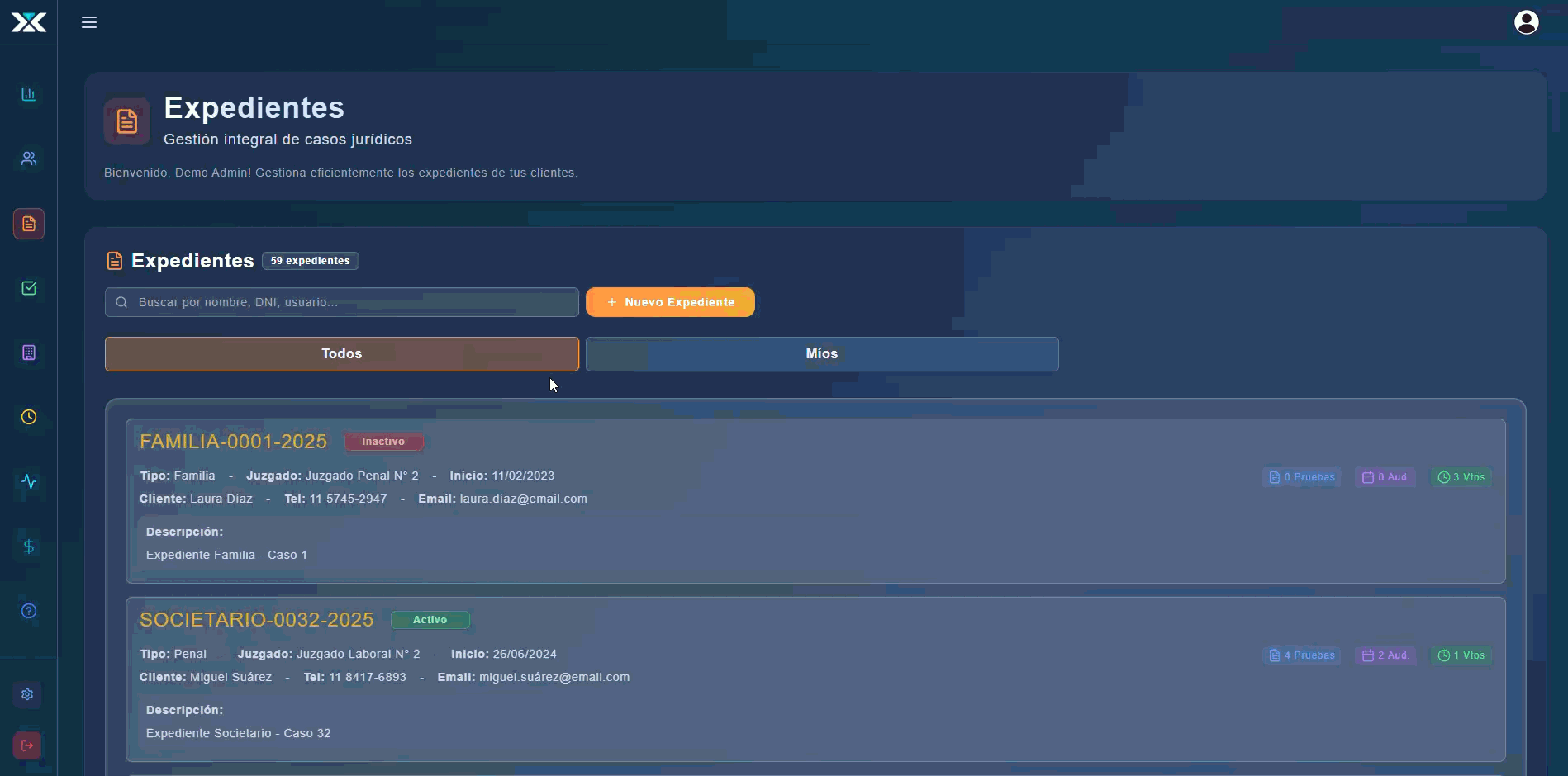 Expedientes centralizados